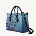 Personalized Geelong Cats Football Mascot Leather Bag Aboriginal Dot Art Style Vibrant Indigenous Pattern Design