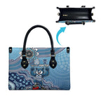 Personalized Geelong Cats Football Mascot Leather Bag Aboriginal Dot Art Style Vibrant Indigenous Pattern Design