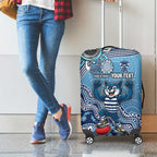 Personalized Geelong Cats Football Mascot Luggage Cover Aboriginal Dot Art Style Vibrant Indigenous Pattern Design