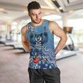 Personalized Geelong Cats Football Mascot Men Tank Top Aboriginal Dot Art Style Vibrant Indigenous Pattern Design