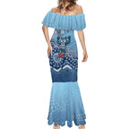 Personalized Geelong Cats Football Mascot Mermaid Dress Aboriginal Dot Art Style Vibrant Indigenous Pattern Design
