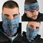 Personalized Geelong Cats Football Mascot Neck Gaiter Aboriginal Dot Art Style Vibrant Indigenous Pattern Design