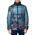 Personalized Geelong Cats Football Mascot Padded Jacket Aboriginal Dot Art Style Vibrant Indigenous Pattern Design