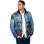 Personalized Geelong Cats Football Mascot Padded Jacket Aboriginal Dot Art Style Vibrant Indigenous Pattern Design