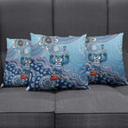 Personalized Geelong Cats Football Mascot Pillow Cover Aboriginal Dot Art Style Vibrant Indigenous Pattern Design