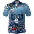 Personalized Geelong Cats Football Mascot Polo Shirt Aboriginal Dot Art Style Vibrant Indigenous Pattern Design