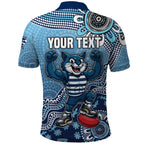 Personalized Geelong Cats Football Mascot Polo Shirt Aboriginal Dot Art Style Vibrant Indigenous Pattern Design