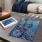 Personalized Geelong Cats Football Mascot Puzzle Aboriginal Dot Art Style Vibrant Indigenous Pattern Design