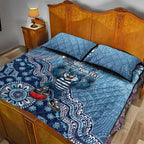 Personalized Geelong Cats Football Mascot Quilt Bed Set Aboriginal Dot Art Style Vibrant Indigenous Pattern Design