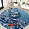 Personalized Geelong Cats Football Mascot Round Carpet Aboriginal Dot Art Style Vibrant Indigenous Pattern Design