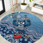 Personalized Geelong Cats Football Mascot Round Carpet Aboriginal Dot Art Style Vibrant Indigenous Pattern Design