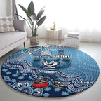 Personalized Geelong Cats Football Mascot Round Carpet Aboriginal Dot Art Style Vibrant Indigenous Pattern Design