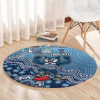 Personalized Geelong Cats Football Mascot Round Carpet Aboriginal Dot Art Style Vibrant Indigenous Pattern Design