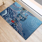 Personalized Geelong Cats Football Mascot Rubber Doormat Aboriginal Dot Art Style Vibrant Indigenous Pattern Design