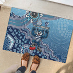 Personalized Geelong Cats Football Mascot Rubber Doormat Aboriginal Dot Art Style Vibrant Indigenous Pattern Design