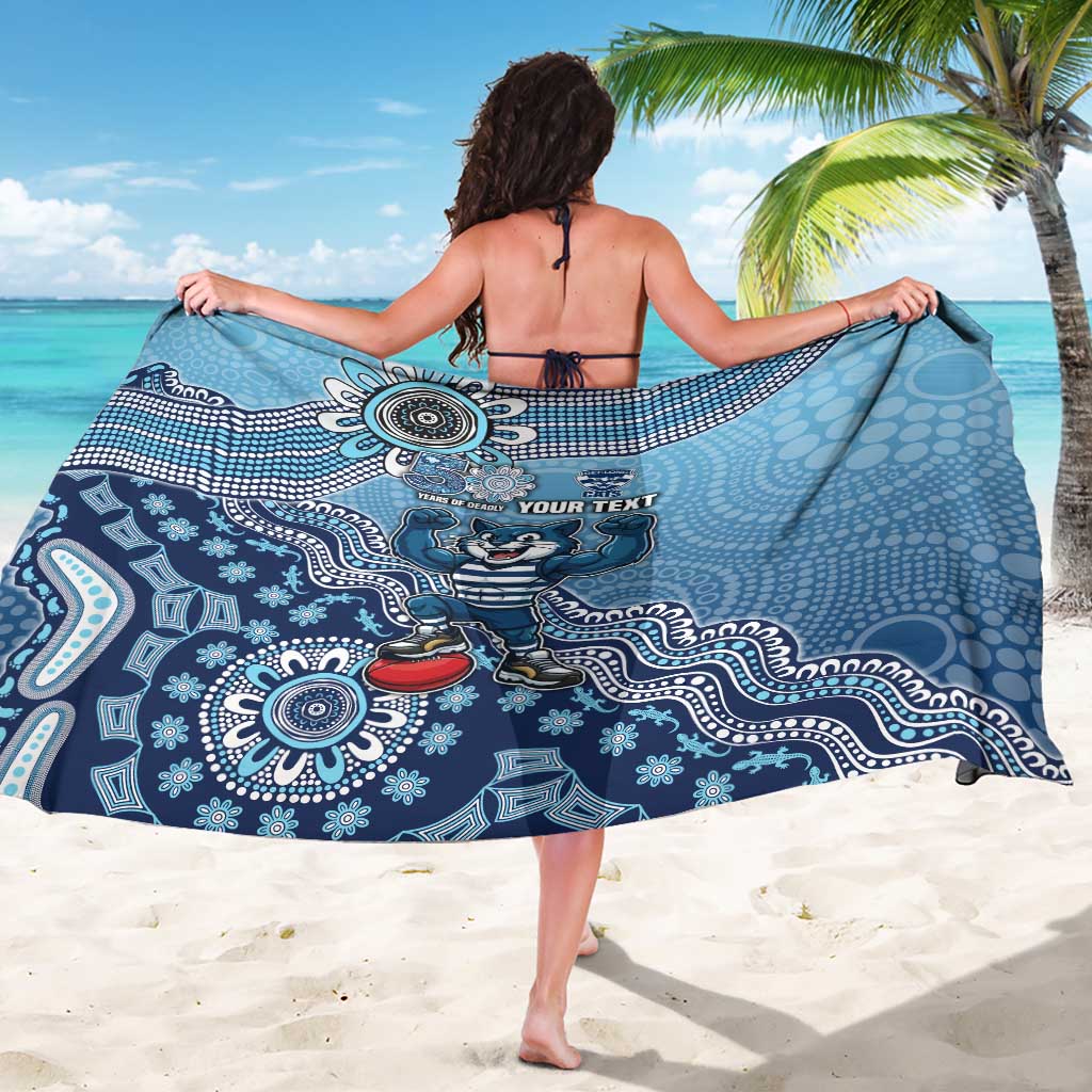 Personalized Geelong Cats Football Mascot Sarong Aboriginal Dot Art Style Vibrant Indigenous Pattern Design
