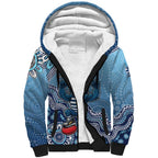 Personalized Geelong Cats Football Mascot Sherpa Hoodie Aboriginal Dot Art Style Vibrant Indigenous Pattern Design