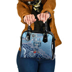 Personalized Geelong Cats Football Mascot Shoulder Handbag Aboriginal Dot Art Style Vibrant Indigenous Pattern Design