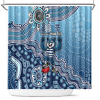 Personalized Geelong Cats Football Mascot Shower Curtain Aboriginal Dot Art Style Vibrant Indigenous Pattern Design
