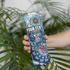 Personalized Geelong Cats Football Mascot Skinny Tumbler Aboriginal Dot Art Style Vibrant Indigenous Pattern Design