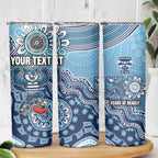 Personalized Geelong Cats Football Mascot Skinny Tumbler Aboriginal Dot Art Style Vibrant Indigenous Pattern Design