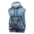 Personalized Geelong Cats Football Mascot Sleeveless Hoodie Aboriginal Dot Art Style Vibrant Indigenous Pattern Design