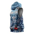 Personalized Geelong Cats Football Mascot Sleeveless Hoodie Aboriginal Dot Art Style Vibrant Indigenous Pattern Design