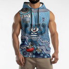 Personalized Geelong Cats Football Mascot Sleeveless Hoodie Aboriginal Dot Art Style Vibrant Indigenous Pattern Design