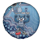 Personalized Geelong Cats Football Mascot Spare Tire Cover Aboriginal Dot Art Style Vibrant Indigenous Pattern Design