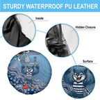 Personalized Geelong Cats Football Mascot Spare Tire Cover Aboriginal Dot Art Style Vibrant Indigenous Pattern Design