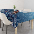 Personalized Geelong Cats Football Mascot Tablecloth Aboriginal Dot Art Style Vibrant Indigenous Pattern Design