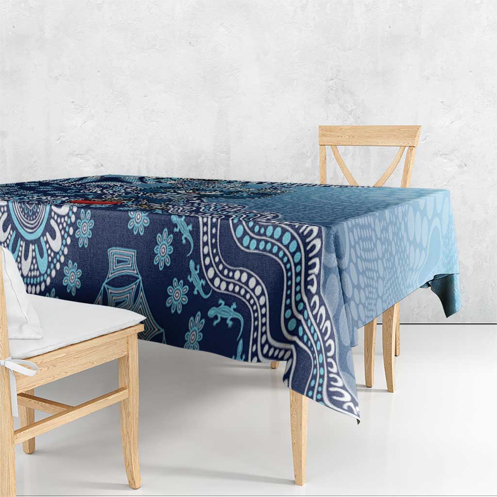 Personalized Geelong Cats Football Mascot Tablecloth Aboriginal Dot Art Style Vibrant Indigenous Pattern Design