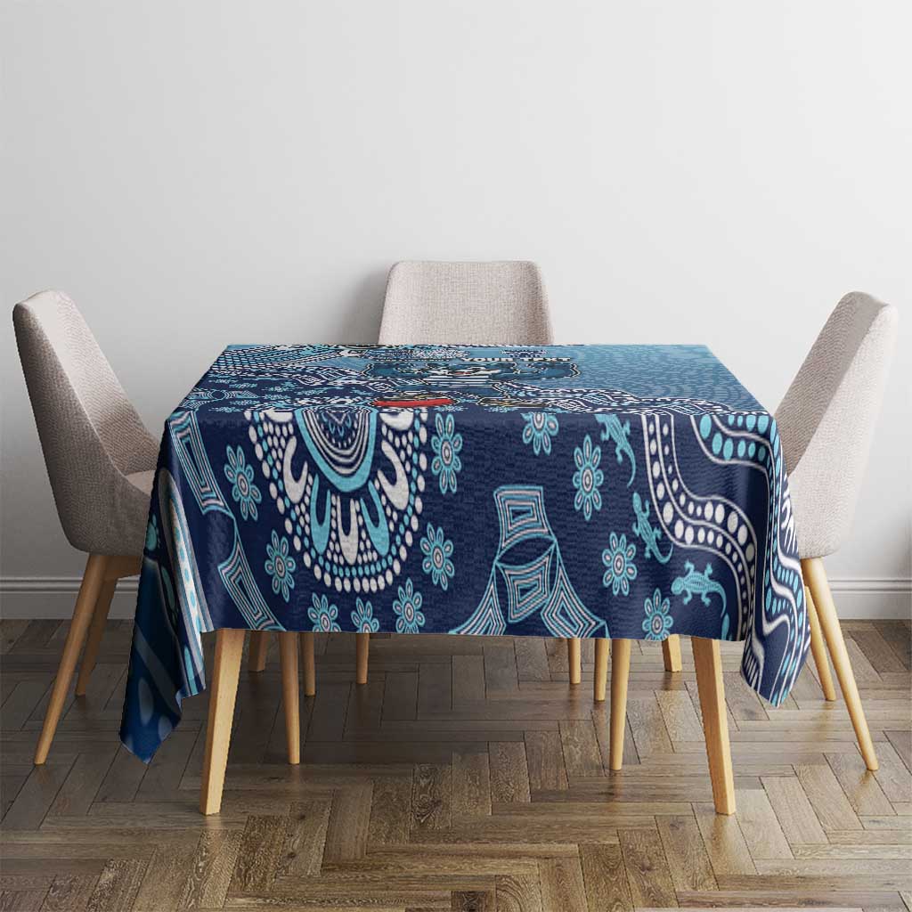 Personalized Geelong Cats Football Mascot Tablecloth Aboriginal Dot Art Style Vibrant Indigenous Pattern Design