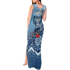 Personalized Geelong Cats Football Mascot Tank Maxi Dress Aboriginal Dot Art Style Vibrant Indigenous Pattern Design