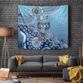Personalized Geelong Cats Football Mascot Tapestry Aboriginal Dot Art Style Vibrant Indigenous Pattern Design