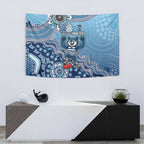 Personalized Geelong Cats Football Mascot Tapestry Aboriginal Dot Art Style Vibrant Indigenous Pattern Design