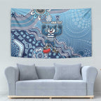 Personalized Geelong Cats Football Mascot Tapestry Aboriginal Dot Art Style Vibrant Indigenous Pattern Design