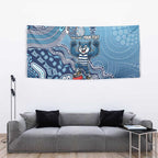 Personalized Geelong Cats Football Mascot Tapestry Aboriginal Dot Art Style Vibrant Indigenous Pattern Design