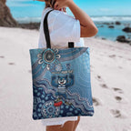 Personalized Geelong Cats Football Mascot Tote Bag Aboriginal Dot Art Style Vibrant Indigenous Pattern Design
