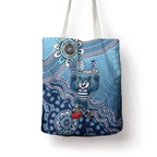 Personalized Geelong Cats Football Mascot Tote Bag Aboriginal Dot Art Style Vibrant Indigenous Pattern Design