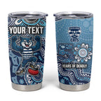 Personalized Geelong Cats Football Mascot Tumbler Cup Aboriginal Dot Art Style Vibrant Indigenous Pattern Design
