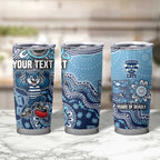 Personalized Geelong Cats Football Mascot Tumbler Cup Aboriginal Dot Art Style Vibrant Indigenous Pattern Design