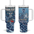 Personalized Geelong Cats Football Mascot Tumbler With Handle Aboriginal Dot Art Style Vibrant Indigenous Pattern Design