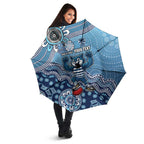 Personalized Geelong Cats Football Mascot Umbrella Aboriginal Dot Art Style Vibrant Indigenous Pattern Design