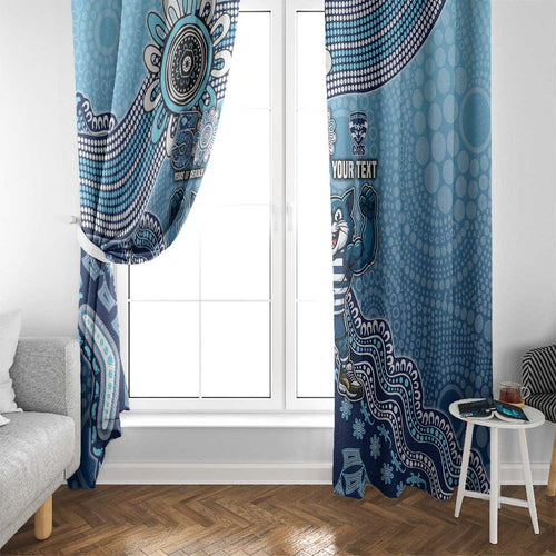 Personalized Geelong Cats Football Mascot Window Curtain Aboriginal Dot Art Style Vibrant Indigenous Pattern Design