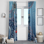 Personalized Geelong Cats Football Mascot Window Curtain Aboriginal Dot Art Style Vibrant Indigenous Pattern Design