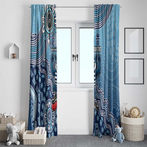 Personalized Geelong Cats Football Mascot Window Curtain Aboriginal Dot Art Style Vibrant Indigenous Pattern Design