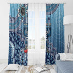 Personalized Geelong Cats Football Mascot Window Curtain Aboriginal Dot Art Style Vibrant Indigenous Pattern Design