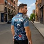 Personalized Geelong Cats Football Mascot Zipper Polo Shirt Aboriginal Dot Art Style Vibrant Indigenous Pattern Design