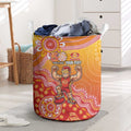 Personalized Suns Football Mascot Laundry Basket Aboriginal Dot Art Style Vibrant Indigenous Pattern Design